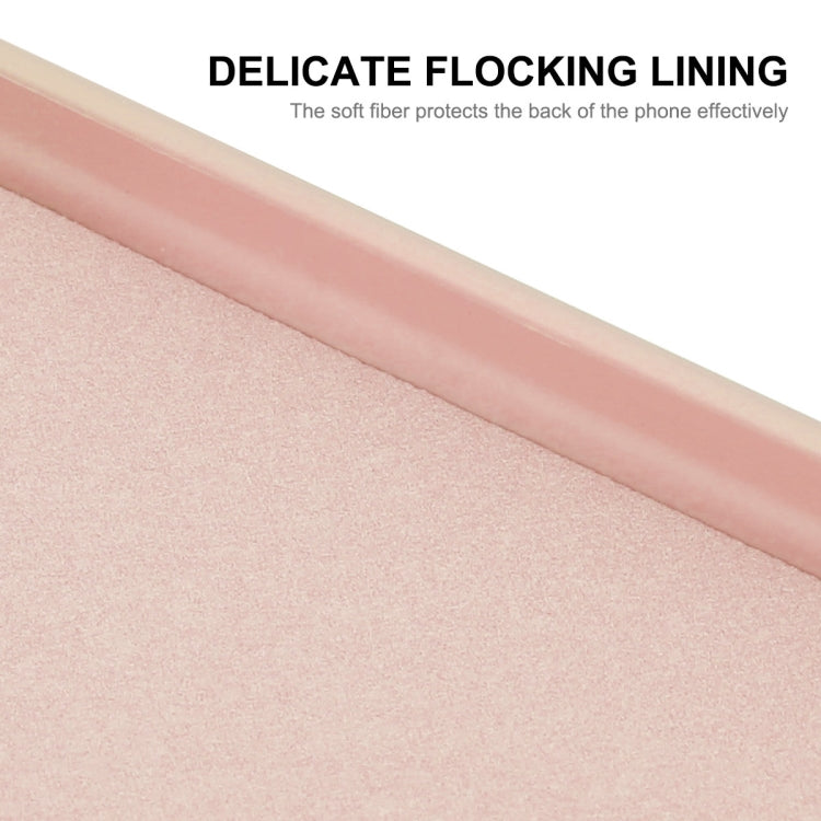 Pink liquid silicone phone case with soft flocking lining on the inside