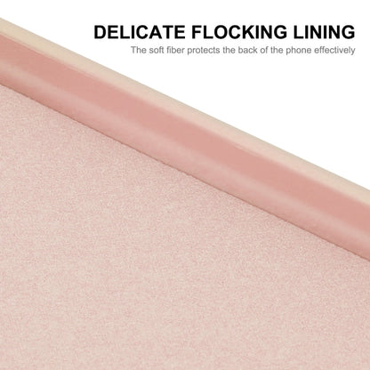 Pink liquid silicone phone case with soft flocking lining on the inside