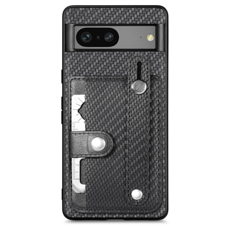 Black woven phone case with card wallet slot and kickstand, back view