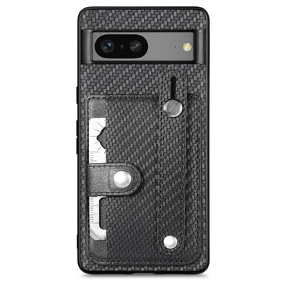 Black woven phone case with card wallet slot and kickstand, back view