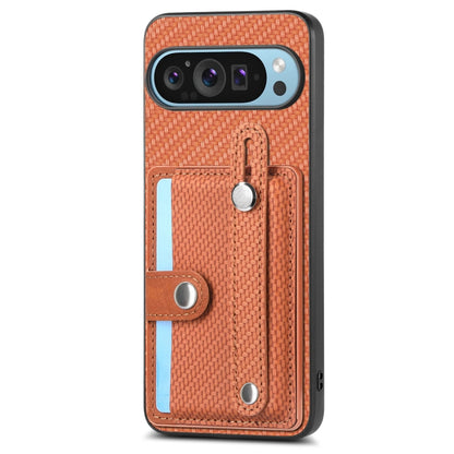 Orange woven phone case with card wallet slot and kickstand on back