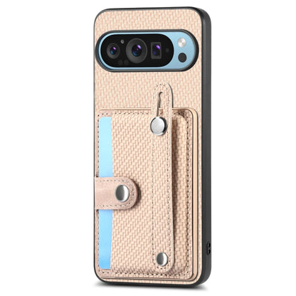 Peach woven phone case with card wallet slot and kickstand on back