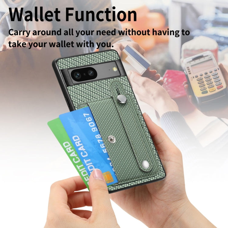 Green woven card wallet phone case with built-in card holder and tool slot