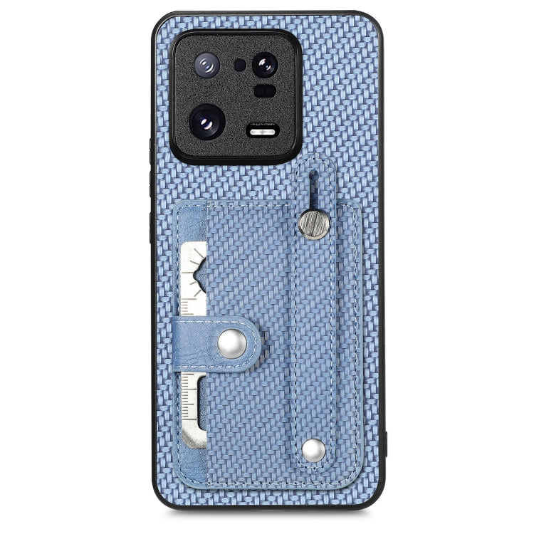 Light blue wristband kickstand card wallet phone case with card slots and metal tool blade