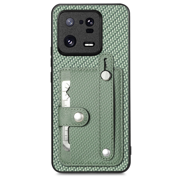 Moss green wristband kickstand card wallet phone case with card slots and metal tool blade