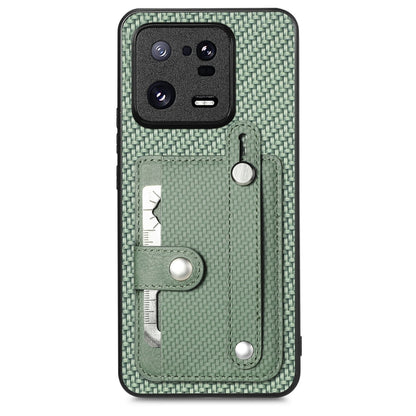 Moss green wristband kickstand card wallet phone case with card slots and metal tool blade