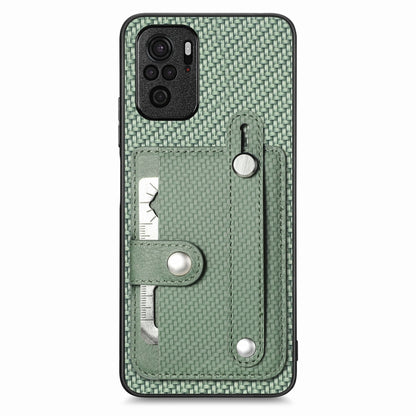 Green woven phone case wallet with card slots and built-in tool knife pocket