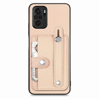Beige woven phone case with card slots and metal ring kickstand