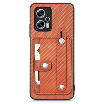 Terracotta woven phone case with wrist ring, card wallet, kickstand, and tool slot
