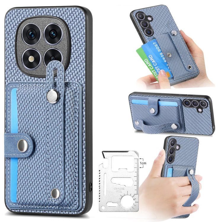 Light blue wristband kickstand card wallet phone case with strap and card slots