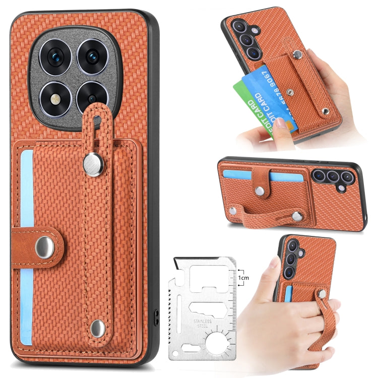 Rust orange fabric wristband card wallet phone case with kickstand and tool pocket