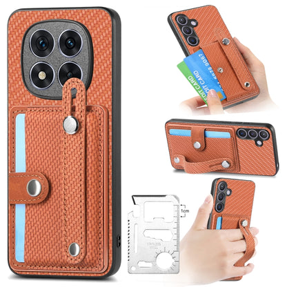 Rust orange fabric wristband card wallet phone case with kickstand and tool pocket
