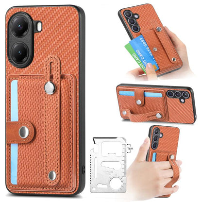 Orange woven wallet phone case with wrist strap and kickstand; card holder for phone back