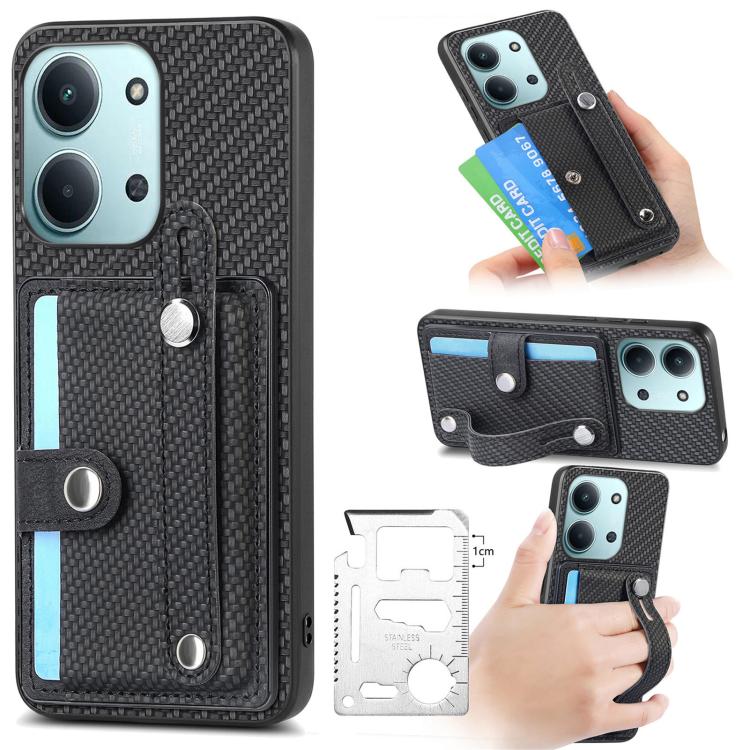Black wristband kickstand card wallet phone case with card slot and strap holder