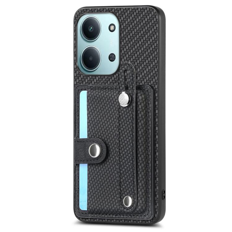 Black textured wristband kickstand phone case with front card holder and strap