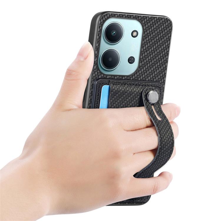 Blue wristband kickstand card wallet phone case with strap and front card holder