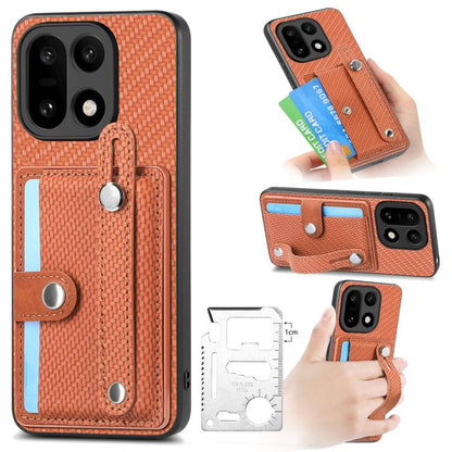 Orange woven phone wallet case with wrist strap, kickstand, card slot, tool pocket
