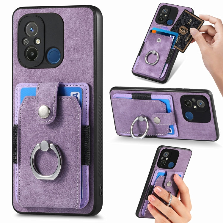 Purple ring card wallet phone case with ring stand and card slots