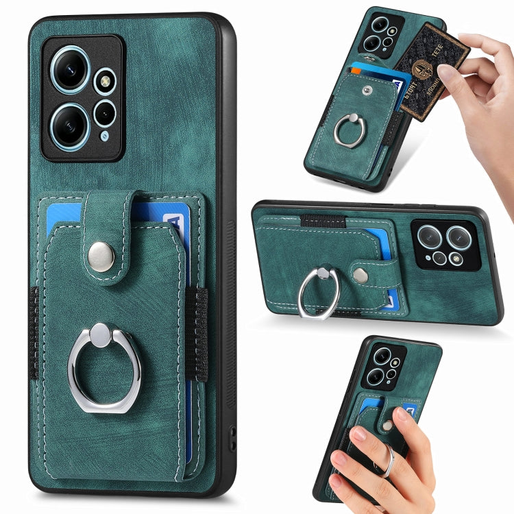 Teal/green ring card wallet phone case with ring stand and card slots