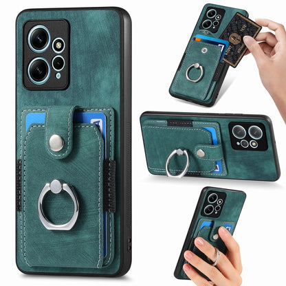 Teal/green ring card wallet phone case with ring stand and card slots