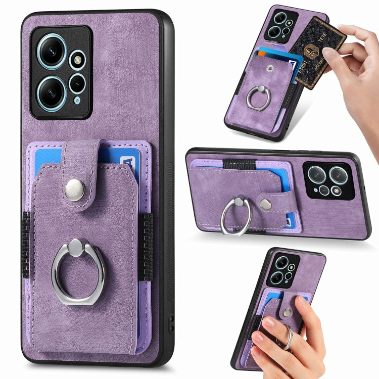 Lilac purple ring card wallet phone case with ring stand and card slots