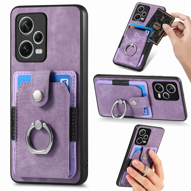 Purple ring card wallet phone case with ring stand and card slots
