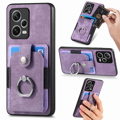 Purple ring card wallet phone case with ring stand and card slots