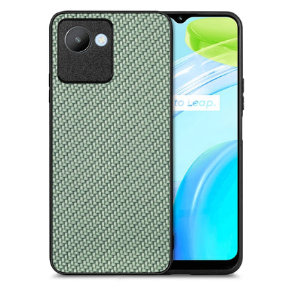 Green textured back phone case with carbon-style weave and camera module cover