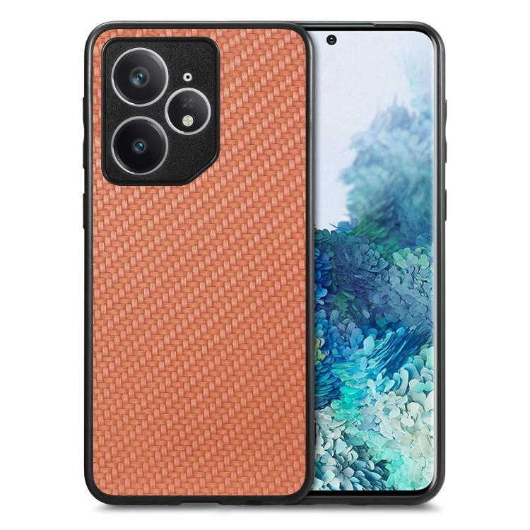 Brown woven leather back phone case with camera cutouts and bumper edges