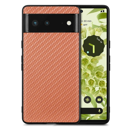 Rust red textured leather back phone case with carbon-fiber pattern and camera cutout