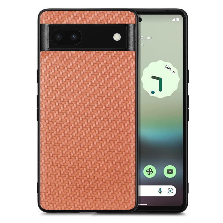 Leather back phone case with carbon-fiber texture, rust orange woven finish