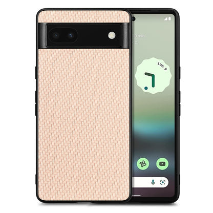 Peach textured leather back phone case with carbon-fiber pattern and camera cutout