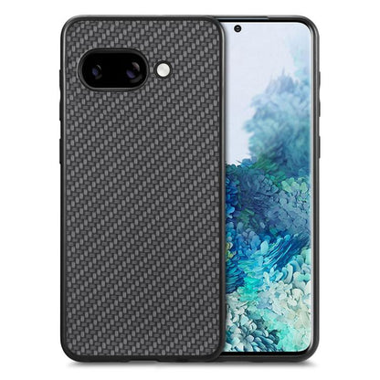 Carbon fiber texture leather phone case, dark gray woven back cover with camera cutout