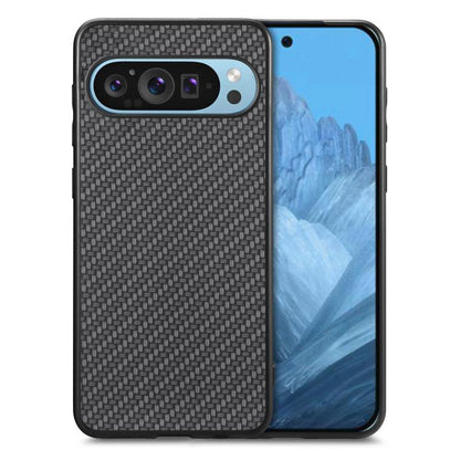 Carbon fiber texture leather phone case, black woven back, multi-camera cutout