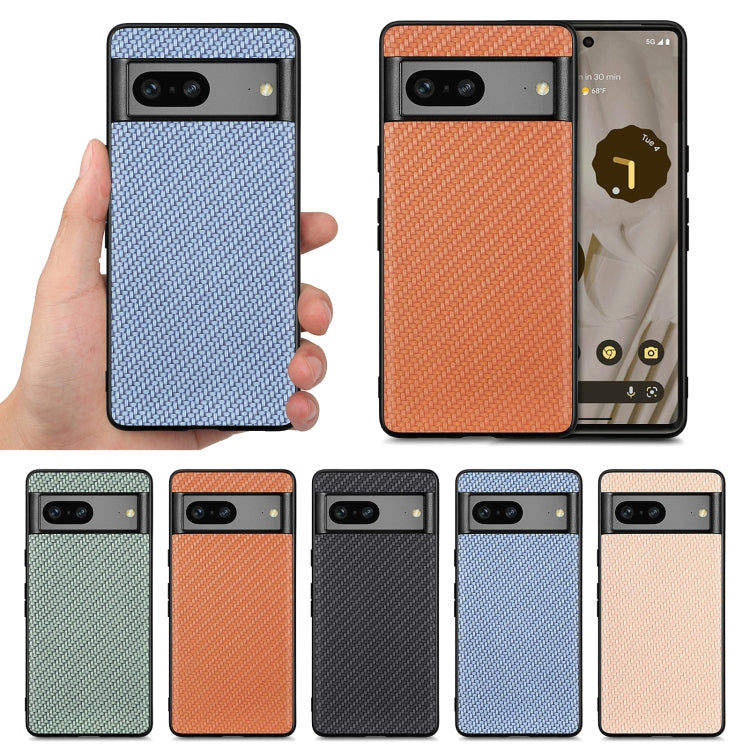 Handheld phone cases with textured backs in blue, brown, green, orange, black, and beige.