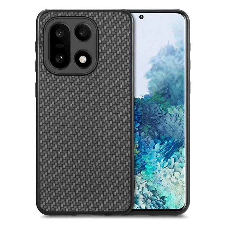 Black carbon fiber texture leather back phone case with triple camera cutout
