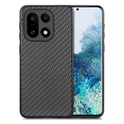 Black carbon fiber texture leather back phone case with triple camera cutout