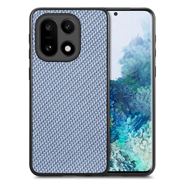 Light blue carbon fiber texture leather back phone case with triple camera cutout