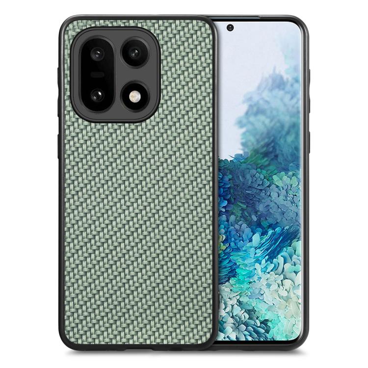 Green carbon fiber texture leather back phone case with triple camera cutout