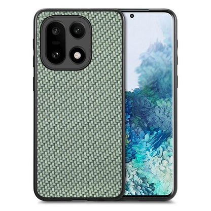 Green carbon fiber texture leather back phone case with triple camera cutout