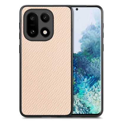 Beige woven leather-style phone case with raised camera cutouts and black frame