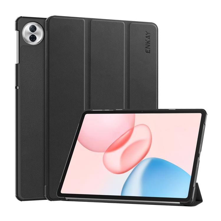 ENKAY tri-fold smart tablet case in black with front stand cover for viewing
