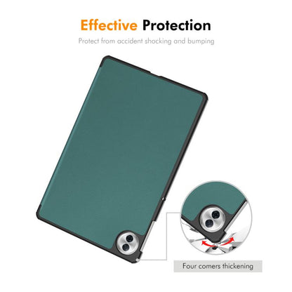 ENKAY tri-fold smart tablet case in dark green with corner camera cutouts