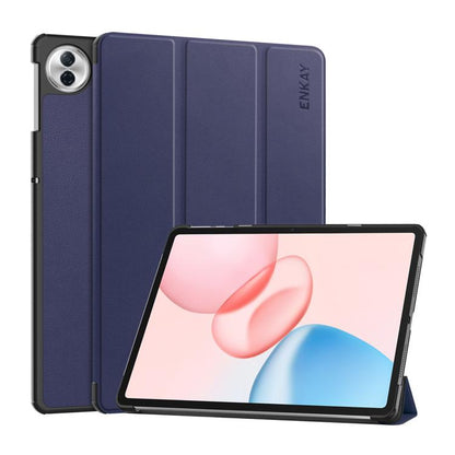 ENKAY tri-fold smart tablet case in dark blue with front cover stand