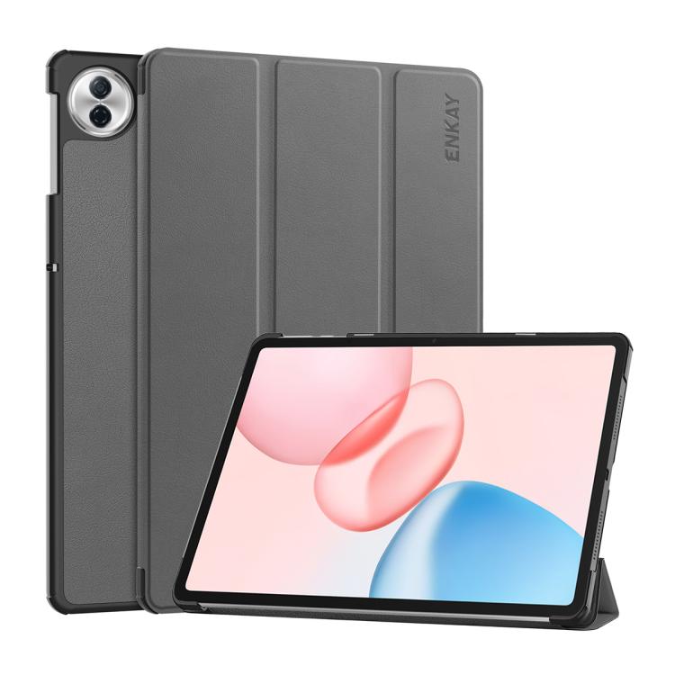 ENKAY tri-fold smart tablet case in grey with front viewing stand cover