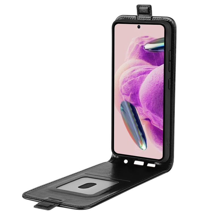 Black textured flip leather phone case for Redmi Note 12S, open front cover