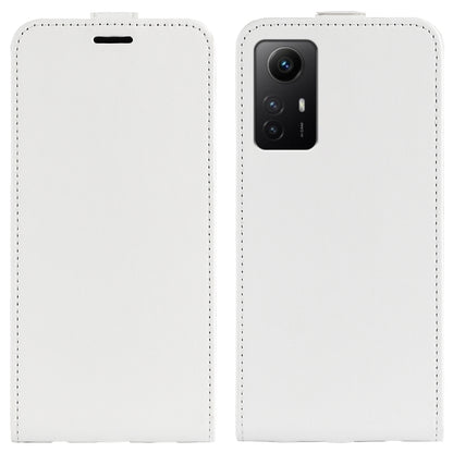 White textured vertical flip leather phone case for Redmi Note 12S, front/back