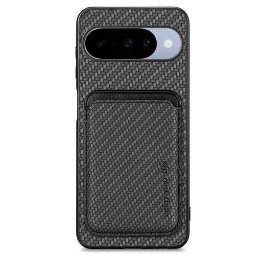 Carbon fiber leather MagSafe card phone case with front camera cutout and card pocket