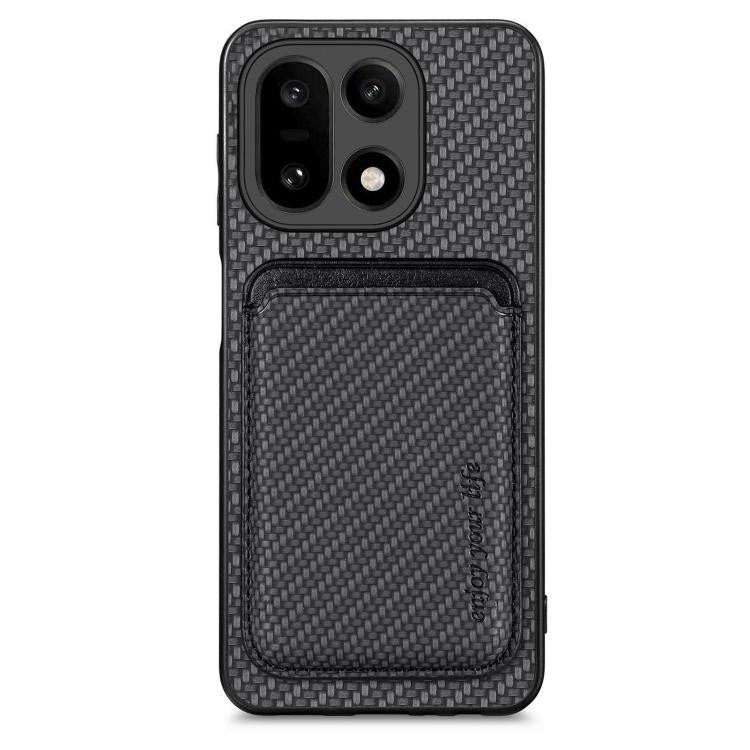 Carbon fiber leather MagSafe phone case with card holder, black