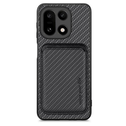 Carbon fiber leather MagSafe phone case with card holder, black